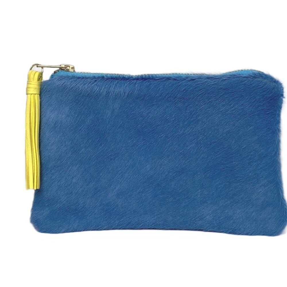 Parker & Hyde Mini Hyde Clutch in Baby Blue Pink Tassel NWOT